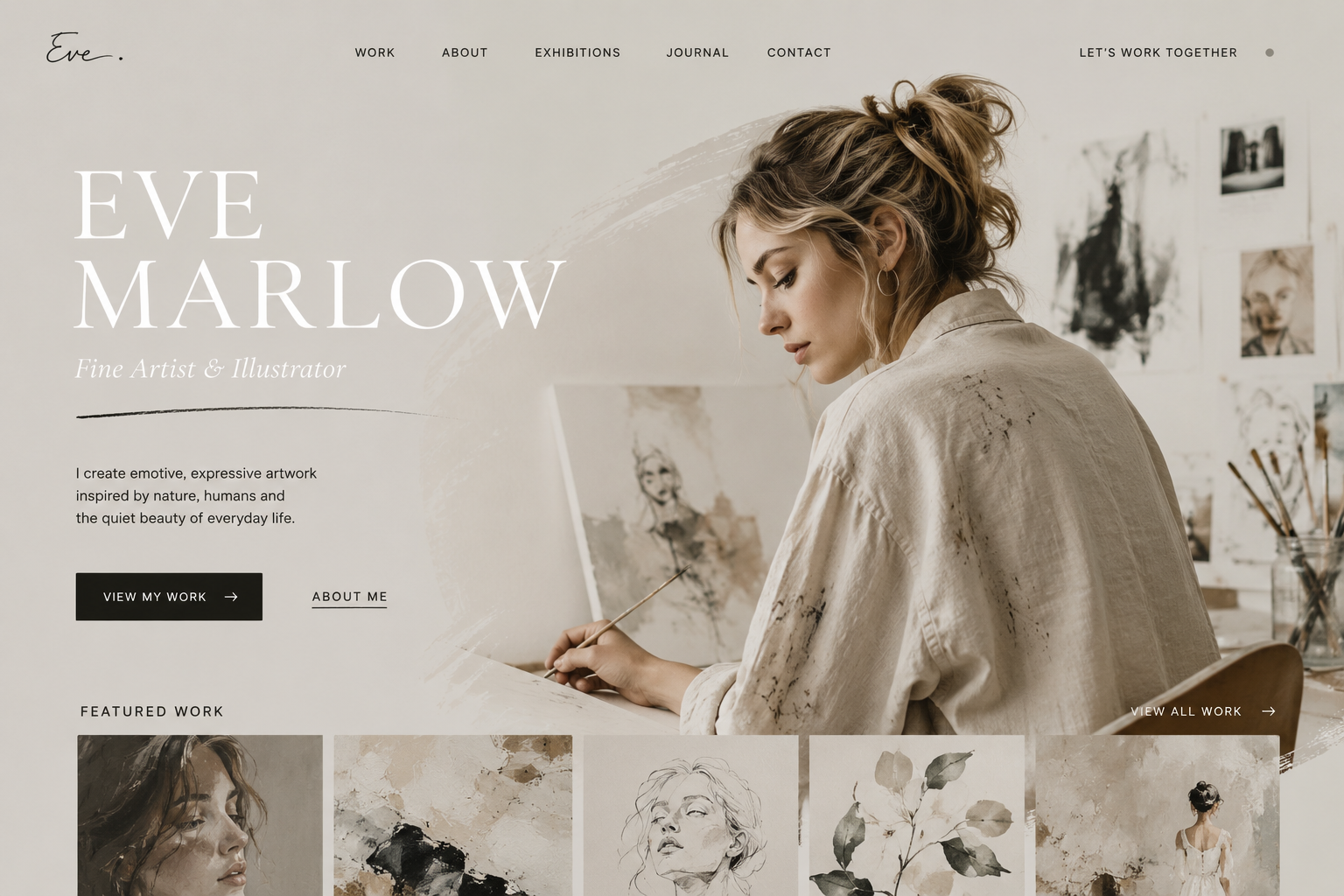 Eve Marlow portfolio website made with Muse